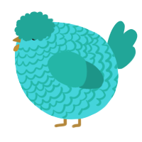 A aqua and turquoise chicken with a lace pattern