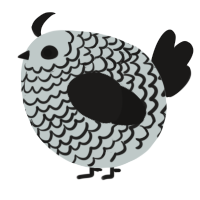 A silver and sable chicken with a lace pattern