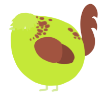 A lime and russet chicken with a neck-speckle pattern