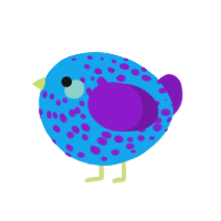 A sky and violet chicken with a speckle pattern