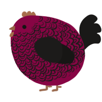 A maroon and sable chicken with a double-lace pattern