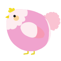 A pink and rose chicken with a head pattern