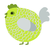 A lime and silver chicken with a lace pattern