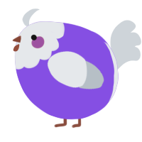 A blurple and mist chicken with a head pattern