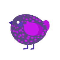 A overcast and amethyst chicken with a speckle pattern