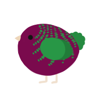 A wine and viridian chicken with a half-bar pattern