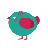 A turquoise and crimson chicken with a neck-band pattern