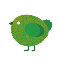 A chartreuse and viridian chicken with a double-lace pattern