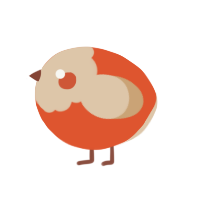 A vermilion and beige chicken with a head pattern