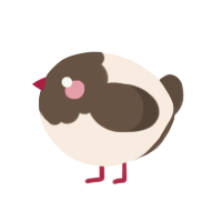A cream and bark chicken with a head pattern