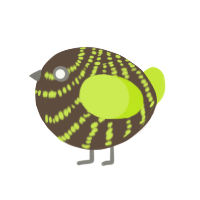 A bark and lime chicken with a bar pattern