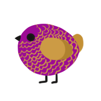 A plum and gold chicken with a lace pattern