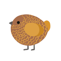 A brown and orange chicken with a lace pattern