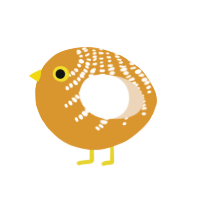 A orange and cream chicken with a half-bar pattern