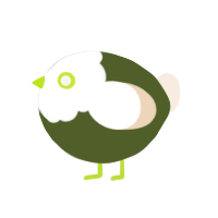 A olive and cream chicken with a head pattern