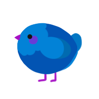 A ultramarine and sapphire chicken with a head pattern