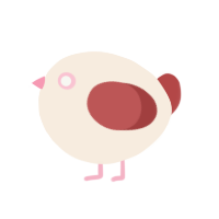 A cream and red chicken