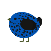A ultramarine and black chicken with a speckle pattern