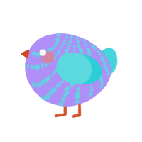 A lilac and aqua chicken with a bar pattern