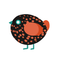 A sable and vermilion chicken with a speckle pattern