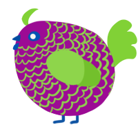 A plum and grass chicken with a lace pattern