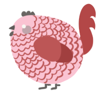 A rose and red chicken with a lace pattern