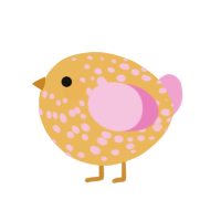 A honey and pink chicken with a speckle pattern