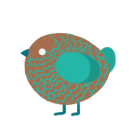 A brown and turquoise chicken with a lace pattern