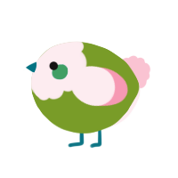 A chartreuse and rose chicken with a head pattern