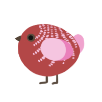 A red and pink chicken with a half-bar pattern