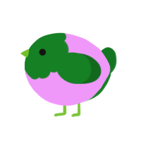 A lavender and leaf chicken with a head pattern