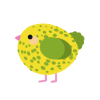 A yellow and chartreuse chicken with a speckle pattern