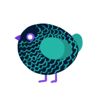 A tumblr and turquoise chicken with a lace pattern