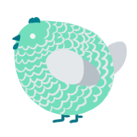 A mint and mist chicken with a lace pattern