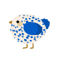 A cream and ultramarine chicken with a speckle pattern