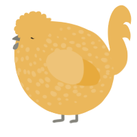 A honey chicken with a speckle pattern