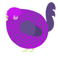A amethyst and overcast chicken with a lace pattern