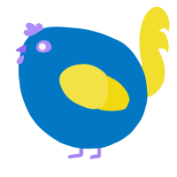 A sapphire and yellow chicken