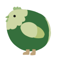 A leaf and lime chicken with a head pattern