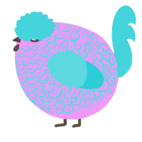 A lavender and aqua chicken with a double-lace pattern