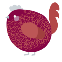 A maroon and red chicken with a double-lace pattern
