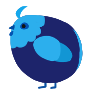 A navy and sky chicken with a head pattern