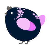 A tumblr and lavender chicken with a neck-speckle pattern