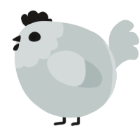A silver chicken with a head pattern