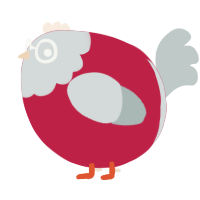 A crimson and silver chicken with a head pattern