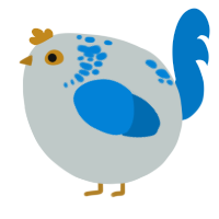 A silver and sapphire chicken with a neck-speckle pattern