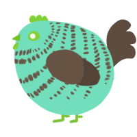 A mint and bark chicken with a bar pattern