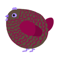 A bark and maroon chicken with a lace pattern