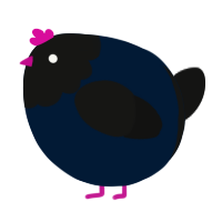 A tumblr and black chicken with a head pattern