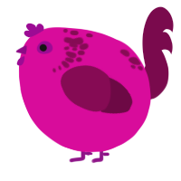 A fuchsia and wine chicken with a neck-speckle pattern